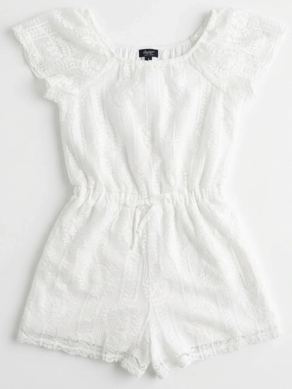 Daytrip Buckle White Crochet Lace Short Sleeve Romper Youth Size Small NWT